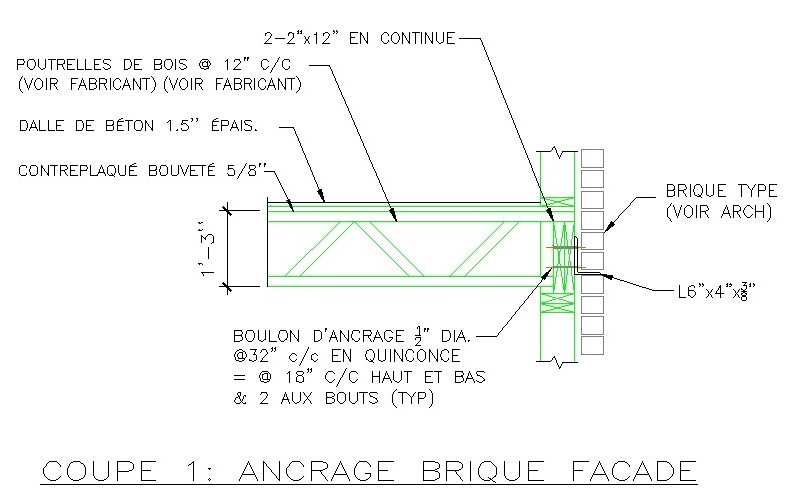 Brique en façade sur bâtiment en bois